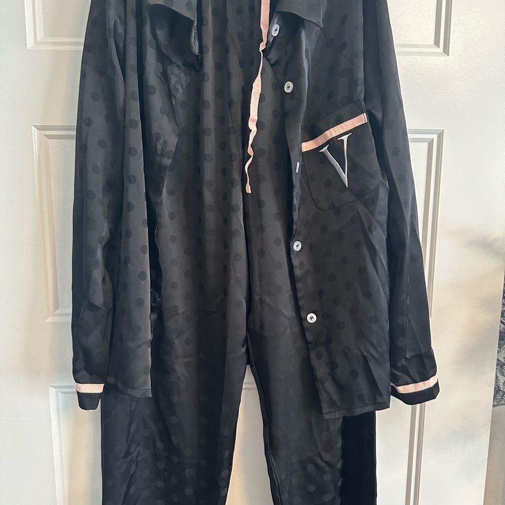 Victoria's Secret Black Polka Dot Jumpsuit